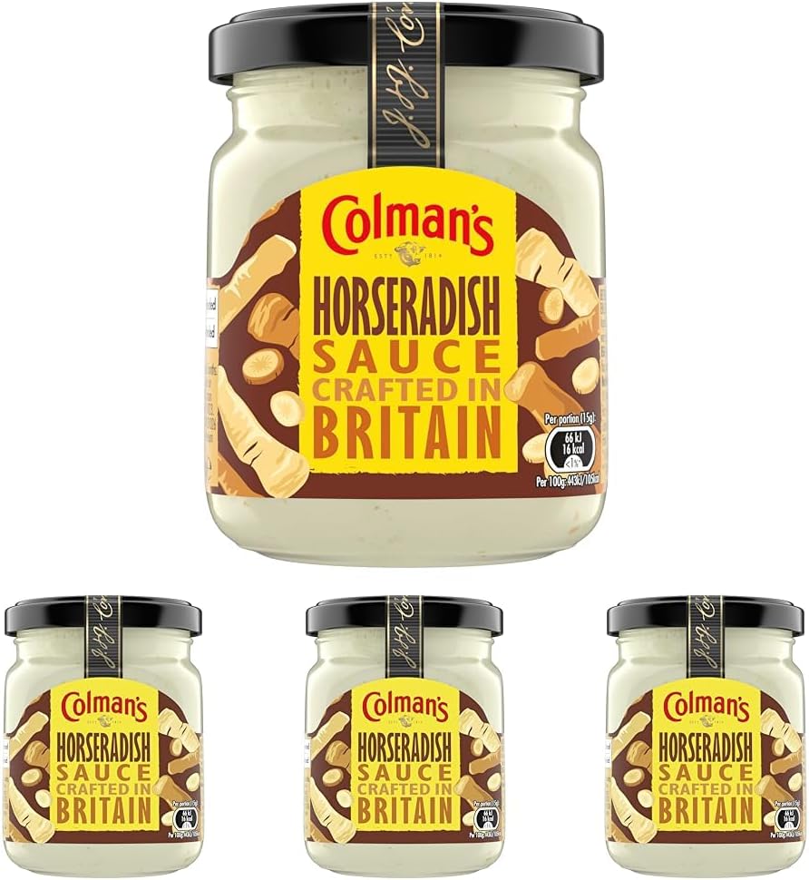 Horseradish Sauce crafted in Britain perfect condiment with roast beef 136 g (Pack of 4)