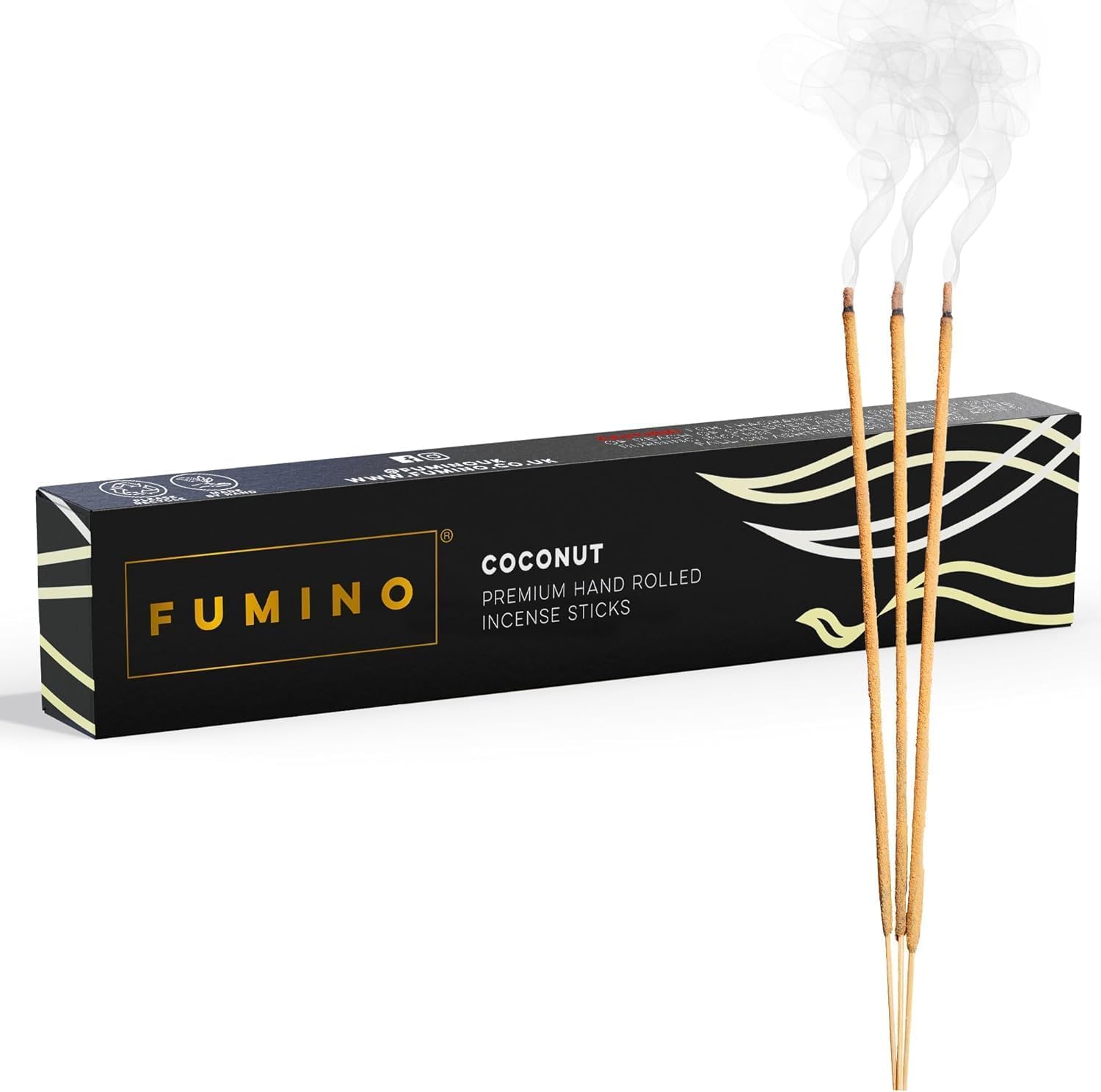 Fumino Black Fumino® Coconut Fresh Handmade Incense Sticks 14 Per Box (15G) Masala Agarbatti Joss Scent Fragrance For Relaxation And Meditation, Home And House Decor
