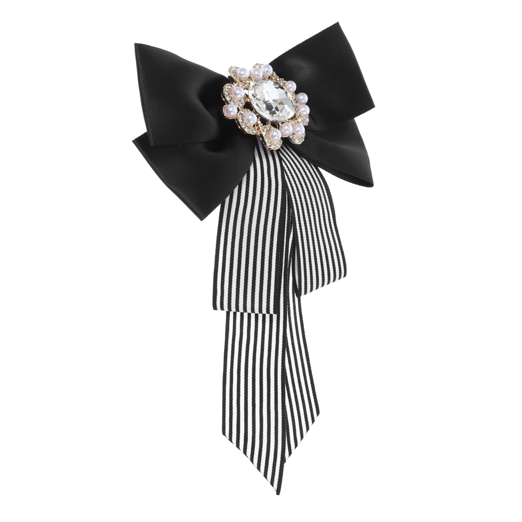 BESPORTBLE Beautiful Rhinestone Pearl Bow Tie Pre-tied Neck Tie for Business Women's Fashion Accessory