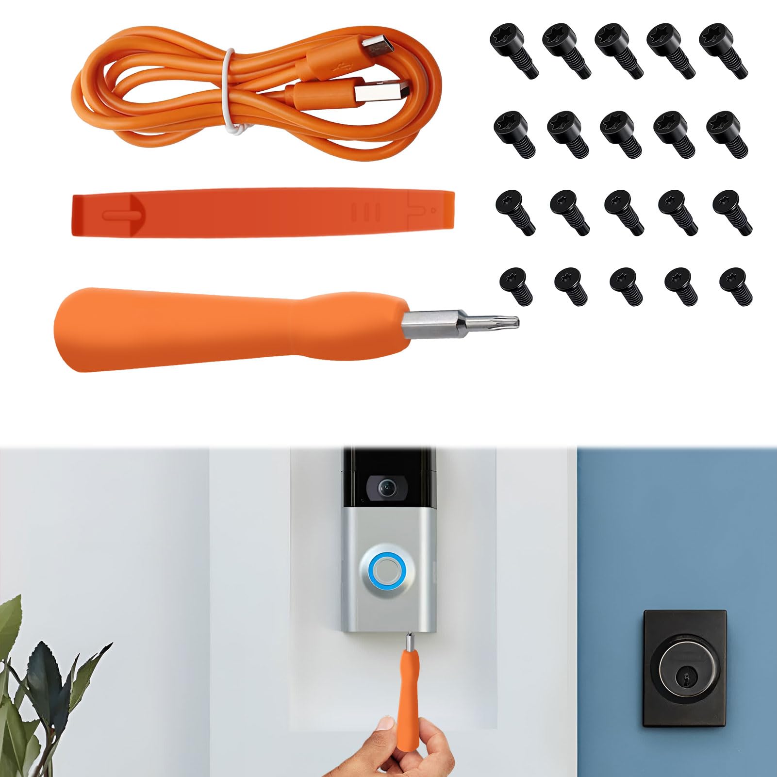 Ring Doorbell Screwdriver Replacement Kit, 1 Pcs Screwdriver with 20 Pcs Ring Doorbell Screws