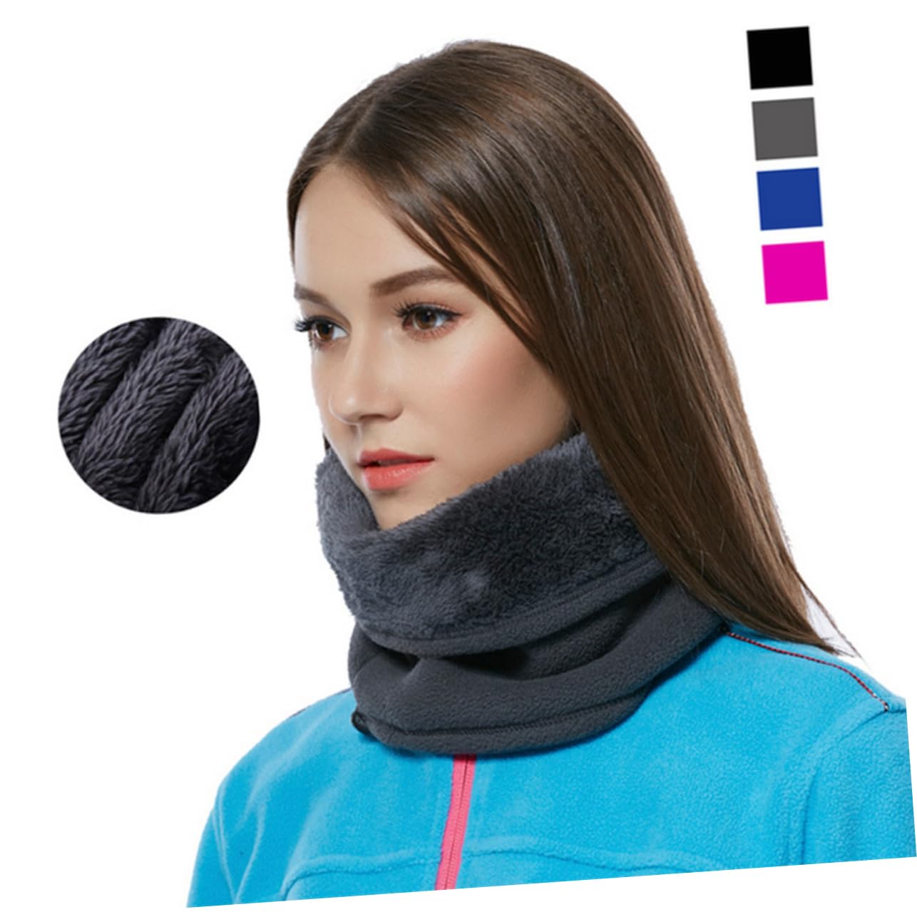 Ipetboom Warm Cozy Fleece Scarf for Women Men Fashion Winter Outdoor Scarf Neck Warmer Face Mask Grey