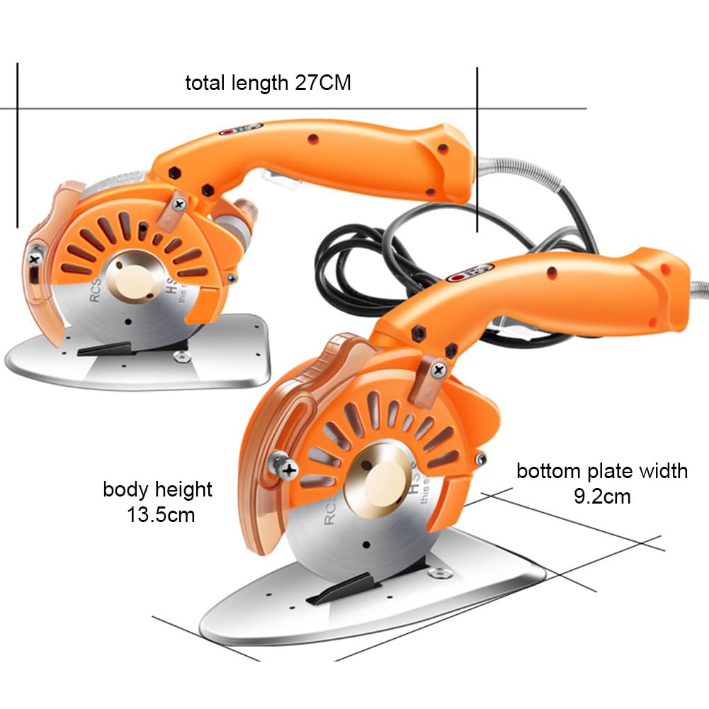 Taglierina per tessuti e cartoni, taglierina rotativa elettrica con lama tonda e luce LED, forbici elettriche con impugnatura ergonomica per lavorazione di tessuti, pelle, cucito, quilting 33mm