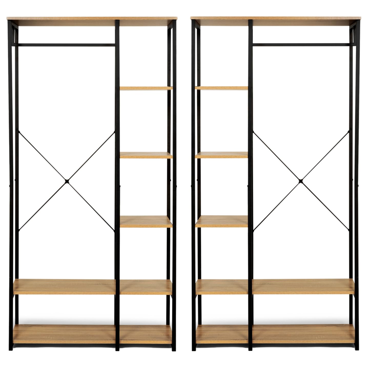 IDMarket - Dressing modulable double penderie étagère L. 180 cm DETROIT design industriel