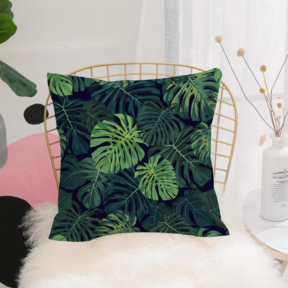 HYOSXW Cushion Cover,Throw Pillow Case Home Decorative for Living Room Bedroom Sofa Chair 16X16 Inch,Leaves, green bamboo leaves, tropical plants,Pillowcase 40X40cm