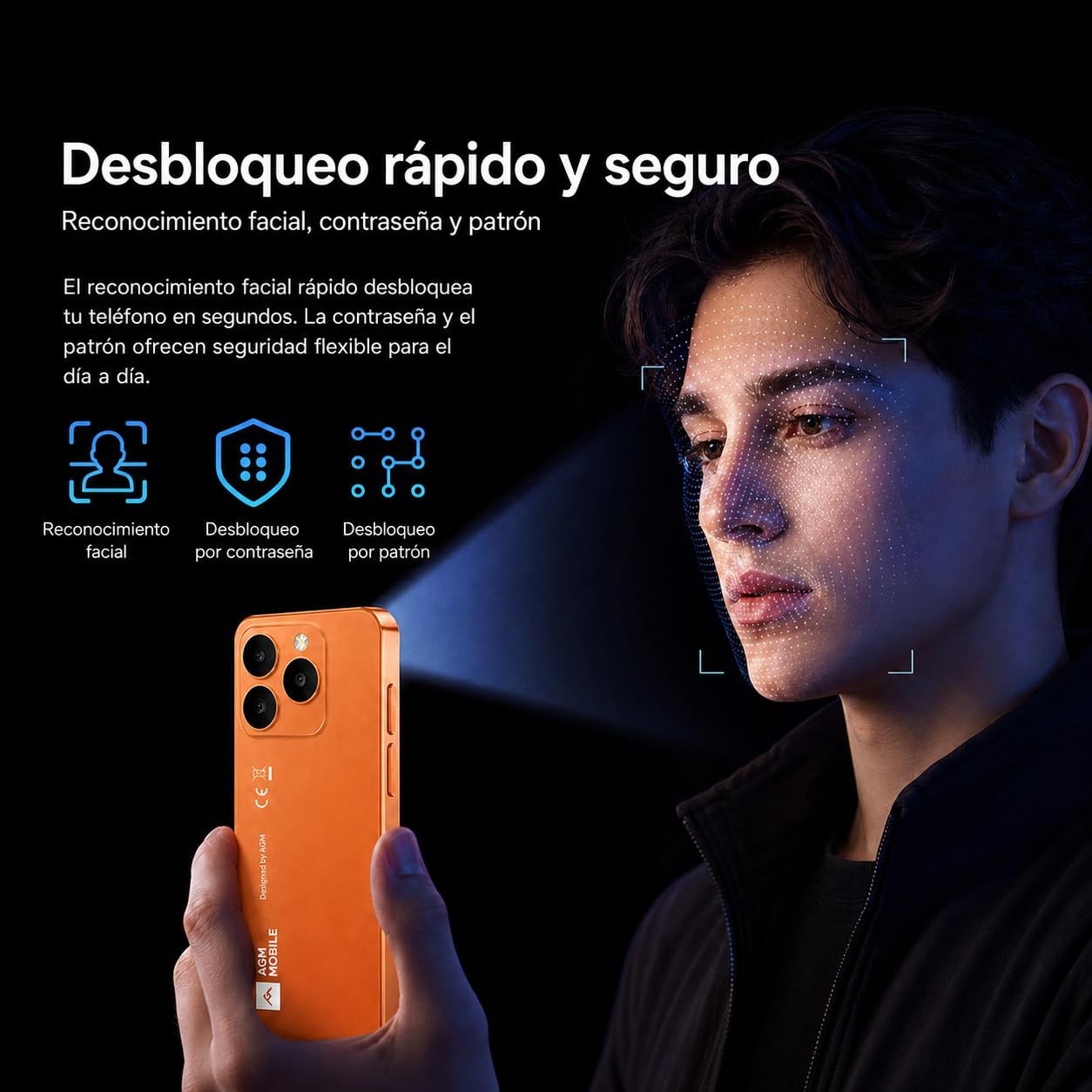 AGM Note N2 Smartphone Android 16 GO, Mini Teléfono | 4,96 Pulgadas, Batería 3000 mAh, 3GB+32GB, Carcasa Ultradelgada para Móvil para Estudiantes, 4G Dual SIM/5MP/IP54/GPS/Azul