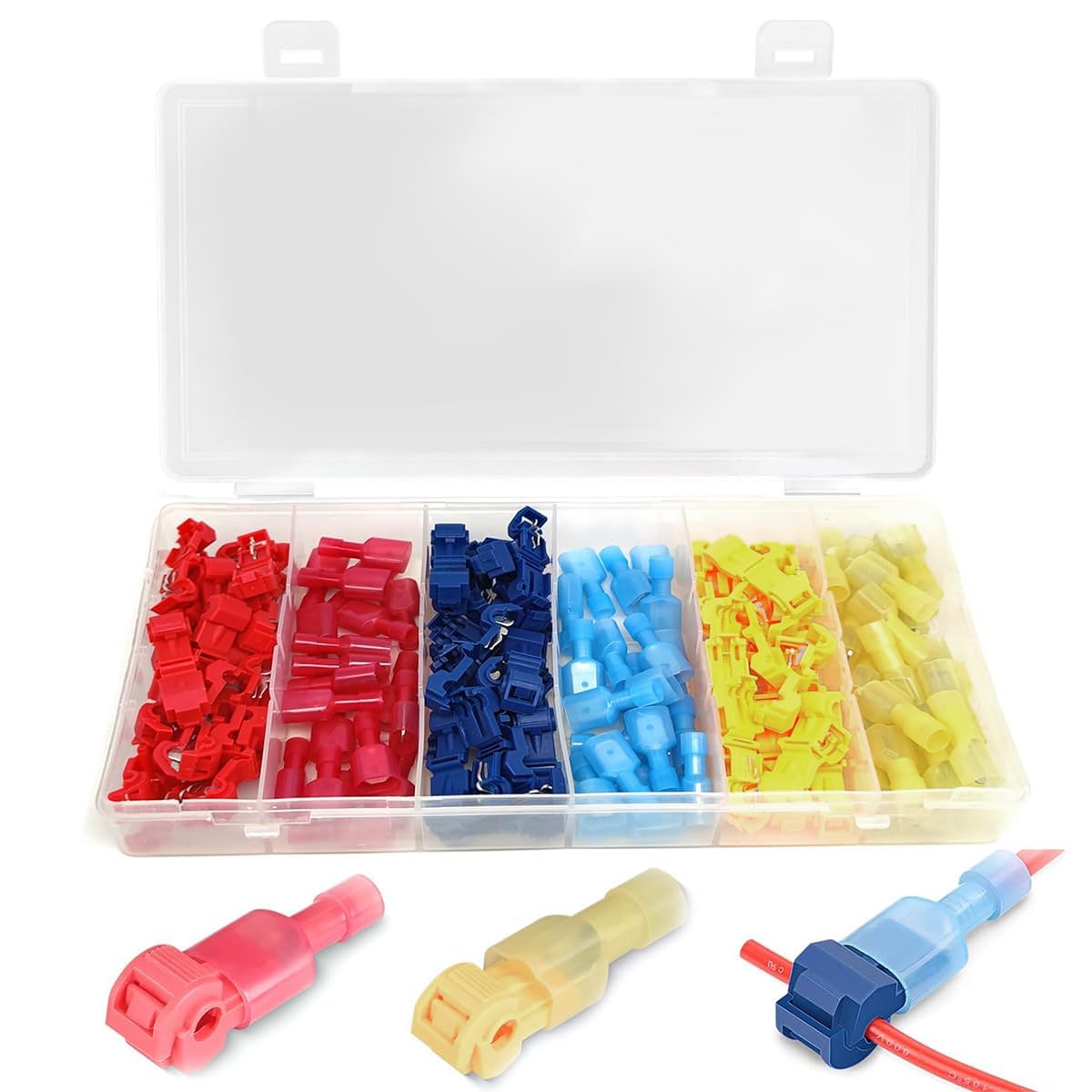 120Pcs T-Tap Wire Connectors Kit, Quick Wire Splice Connectors, Self-Stripping Electrical Connectors, Insulated Male Terminal Kit for Automotive Wiring, Cable Tap Connectors Set-image-18