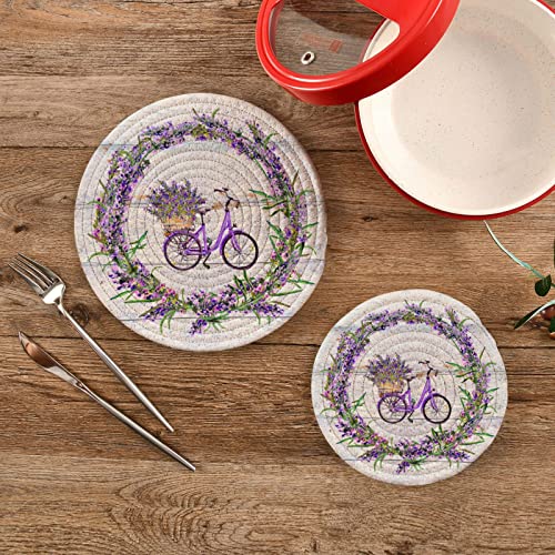 Ffyho FBA-TR-G283993494P753C797S1750 Hot Mats Pads For Kitchen Heat Resistant Lavender Flowers,Floral Trivets thumb #1