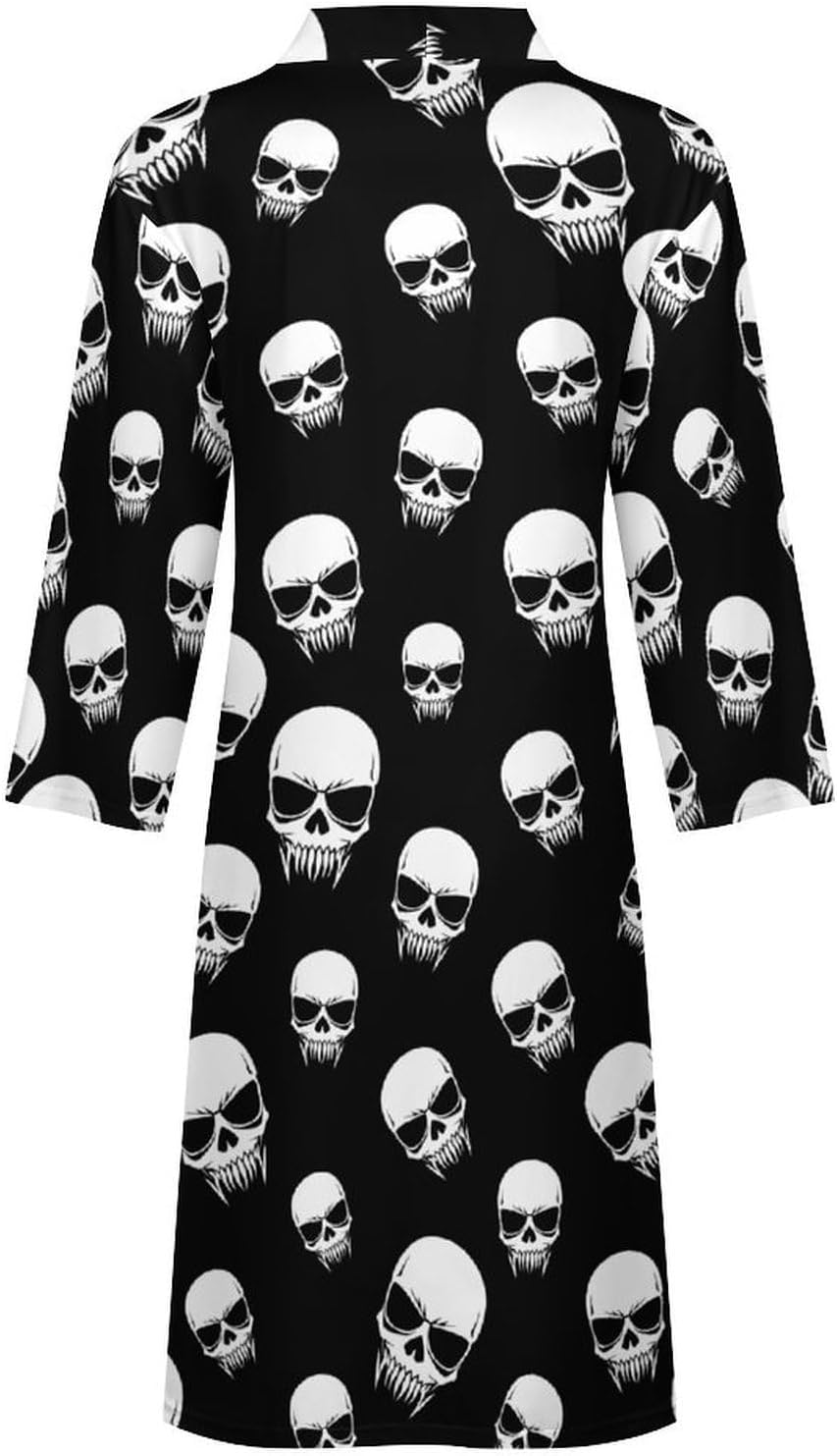 Skull with Long Teeth Mens Robe Long Bathrobe for Women Bath Robes Lightweight Soft Printed Sleepwear