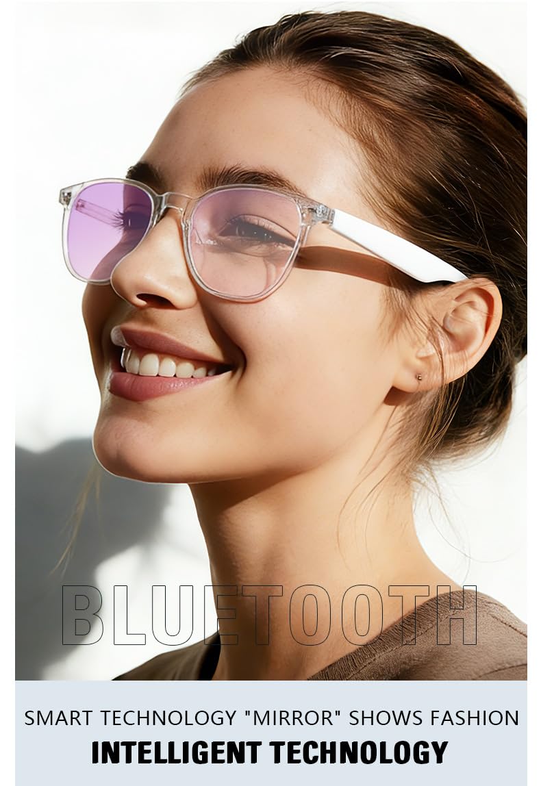 Lunettes Intelligentes avec Caméra 1080p 8 MP, Commande Vocale, Assistant IA, Reconnaissance d'Objets, pour Vlogging, Conférences et Enregistrement Vidéo (Violet)