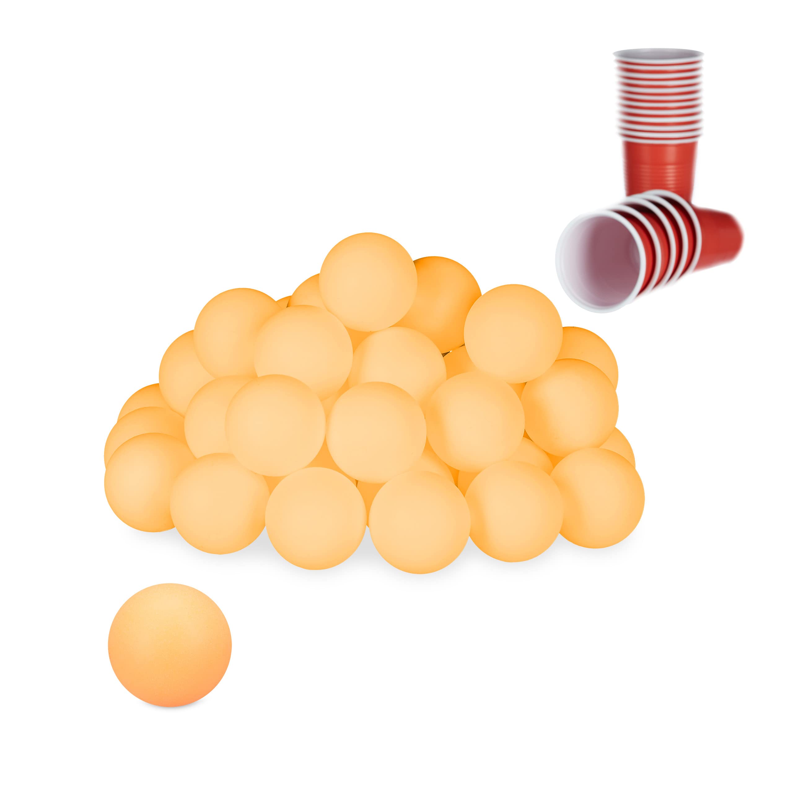 Relaxdays Ping Pong Balls, 48x Pieces, Table Tennis, Plastic, Plain, Beer Game, Drink, Set, Party, 38 mm Ø, Yellow