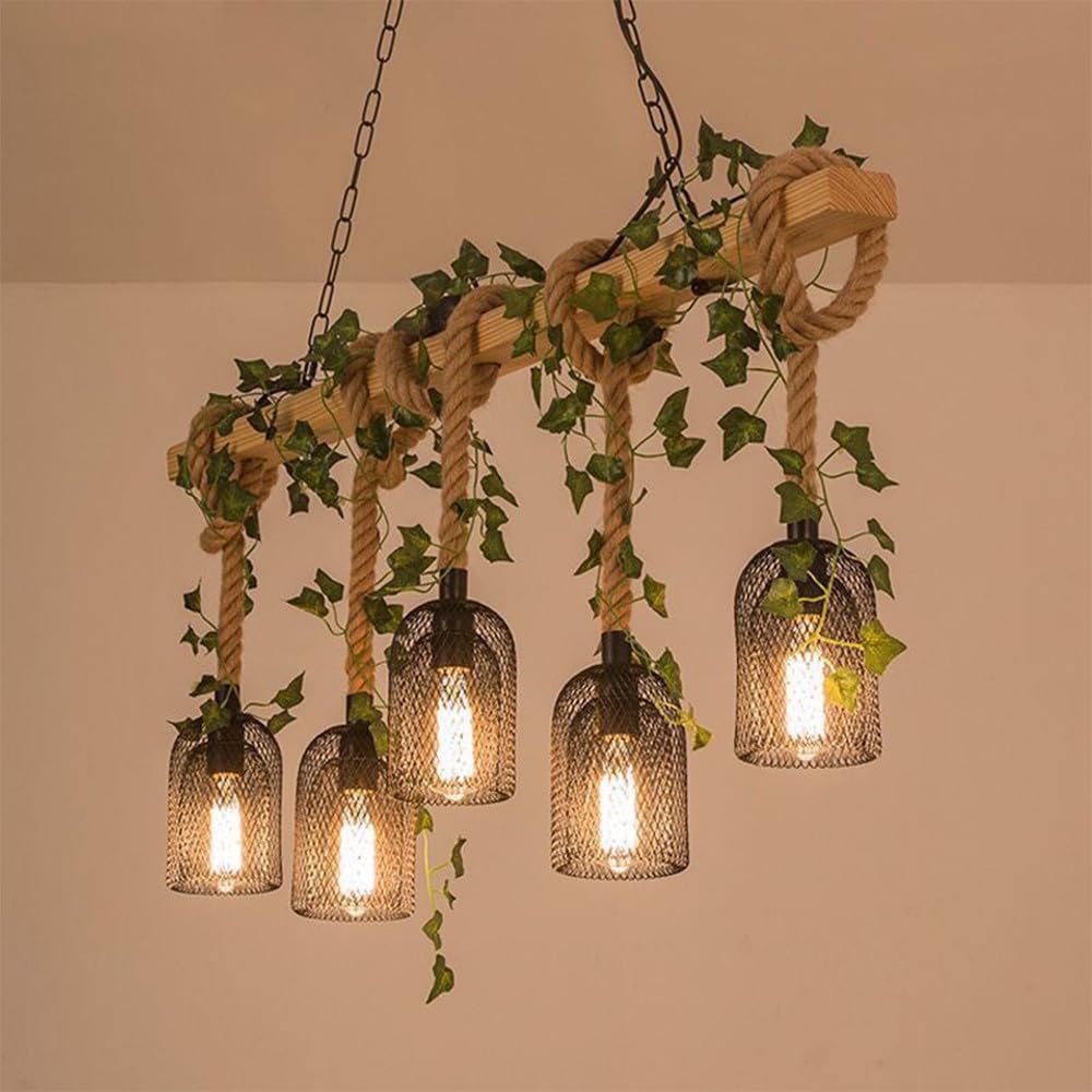 SXWNBIFH American Country Restaurant Pendant Light Retro Creativity Music Restaurant Cashier Counter Bar Coffee Shop Milk Tea Shop Clothing Store Plant Pendant Light Chandelier (A 5 Lights)