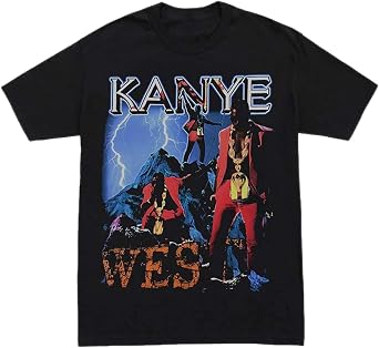 Kanye West Vintage Rock Music, Western Style, American T-shirt, Mens/Womens, T-shirt/Summer Clothing, Sports Print, Short Sleeve, Plain, Loose, Breathable, Fashion, Popular, Large Size, 100% Cotton,