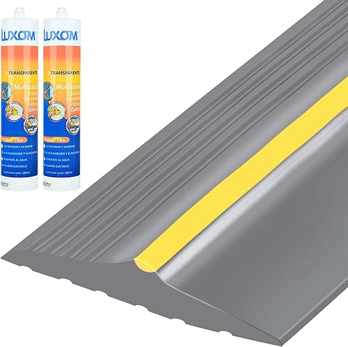 MYFAMIREA Tira de sello de umbral inferior de puerta de garaje de 16.5 pies con adhesivos negros de 10.1 fl oz, sello universal de goma para umbral