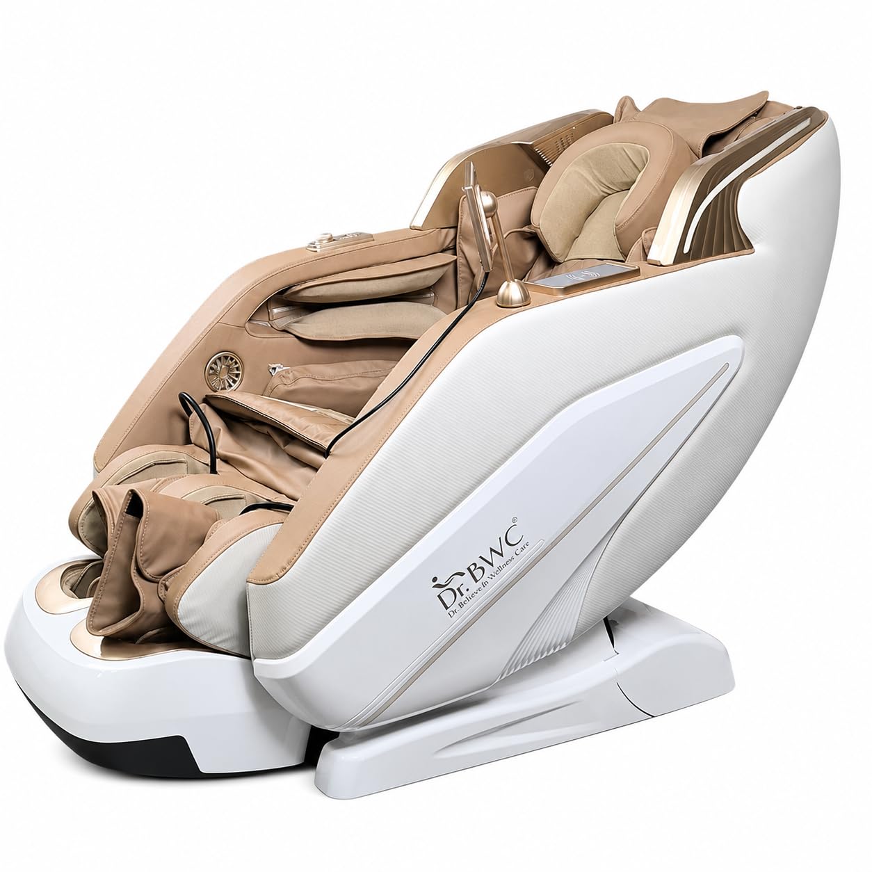 Supreme Hybrid AI Massage Chair – Gold Edition with 24+ Advanced Techniques, Dual-Core System, Body Stretching, Tablet Remote (Gold & White)-image-3