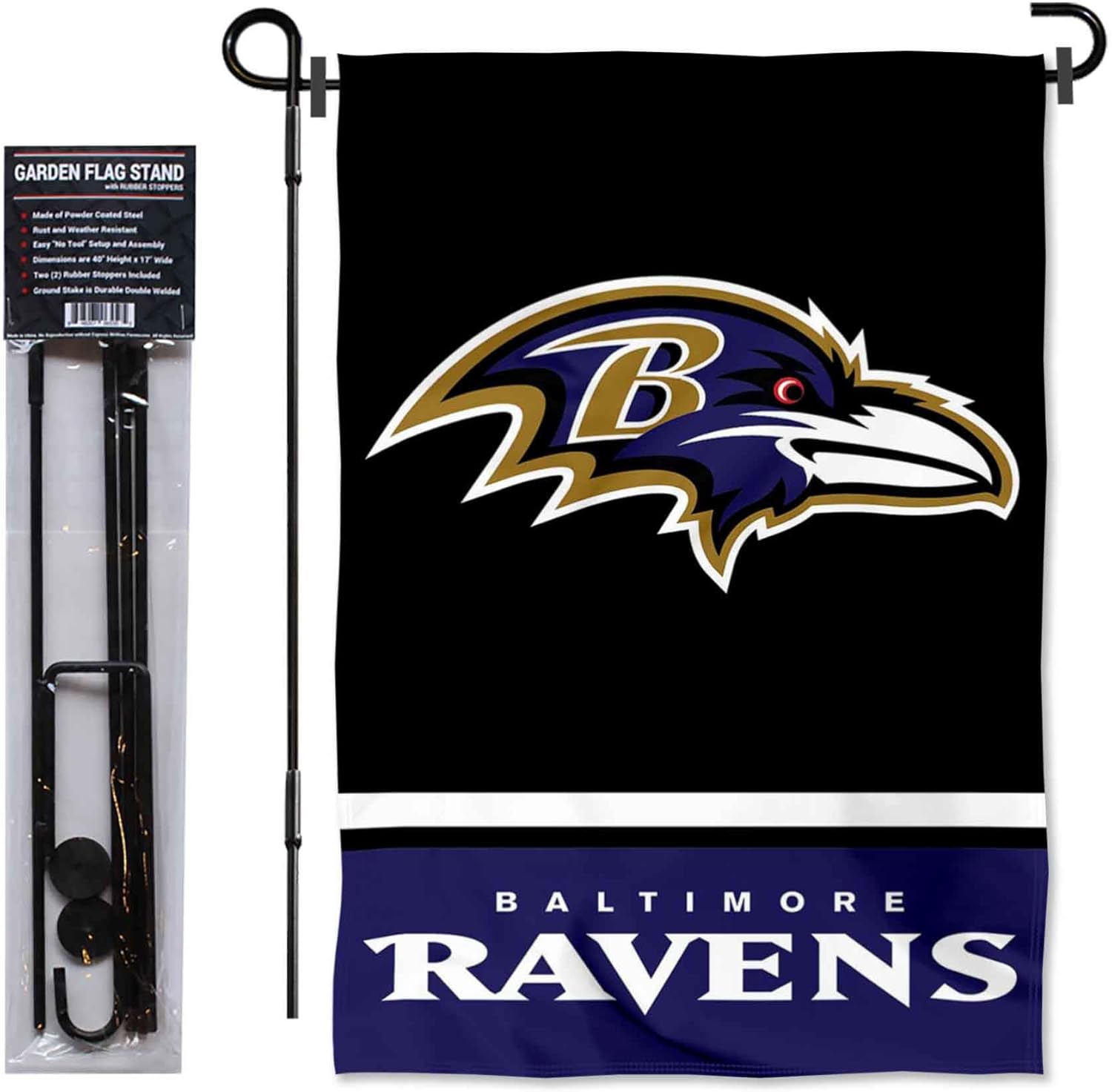 Baltimore Ravens Garden Flag with Stand Holder - Image 2