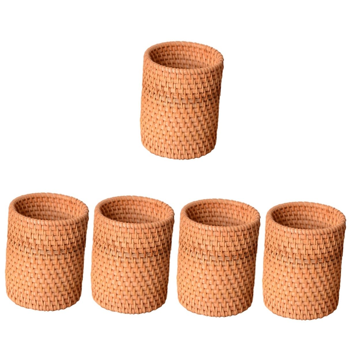 NUOBESTY Lot De 5 Porte-pinceaux De Maquillage En Rotin Pour Organiser Votre Bureau