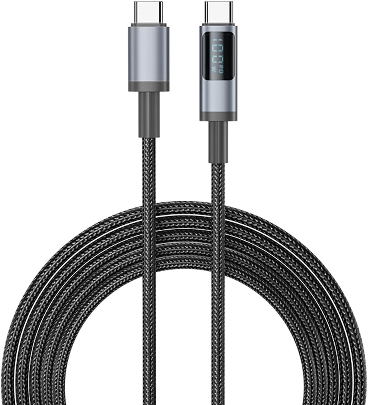 Wayzu100W USB C Fast Charger Cable with LED Power Display,6A, Fast Charger Cable,Data Transfer,Type C,PD, Compatible with iPhone 16/16 Pro Max,MacBook Pro,iPad Pro,Galaxy,Pixel PS5 (2M)