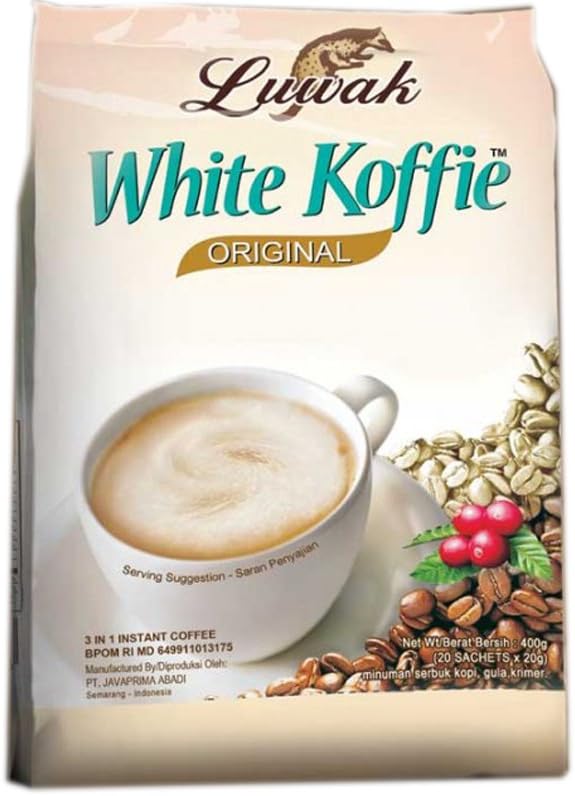 Kopi Luwak White Koffie 3 in 1 Instant Coffee (Premium Low Acid Coffee Luwak / 20-ct) - 13.5oz (pack of 3)