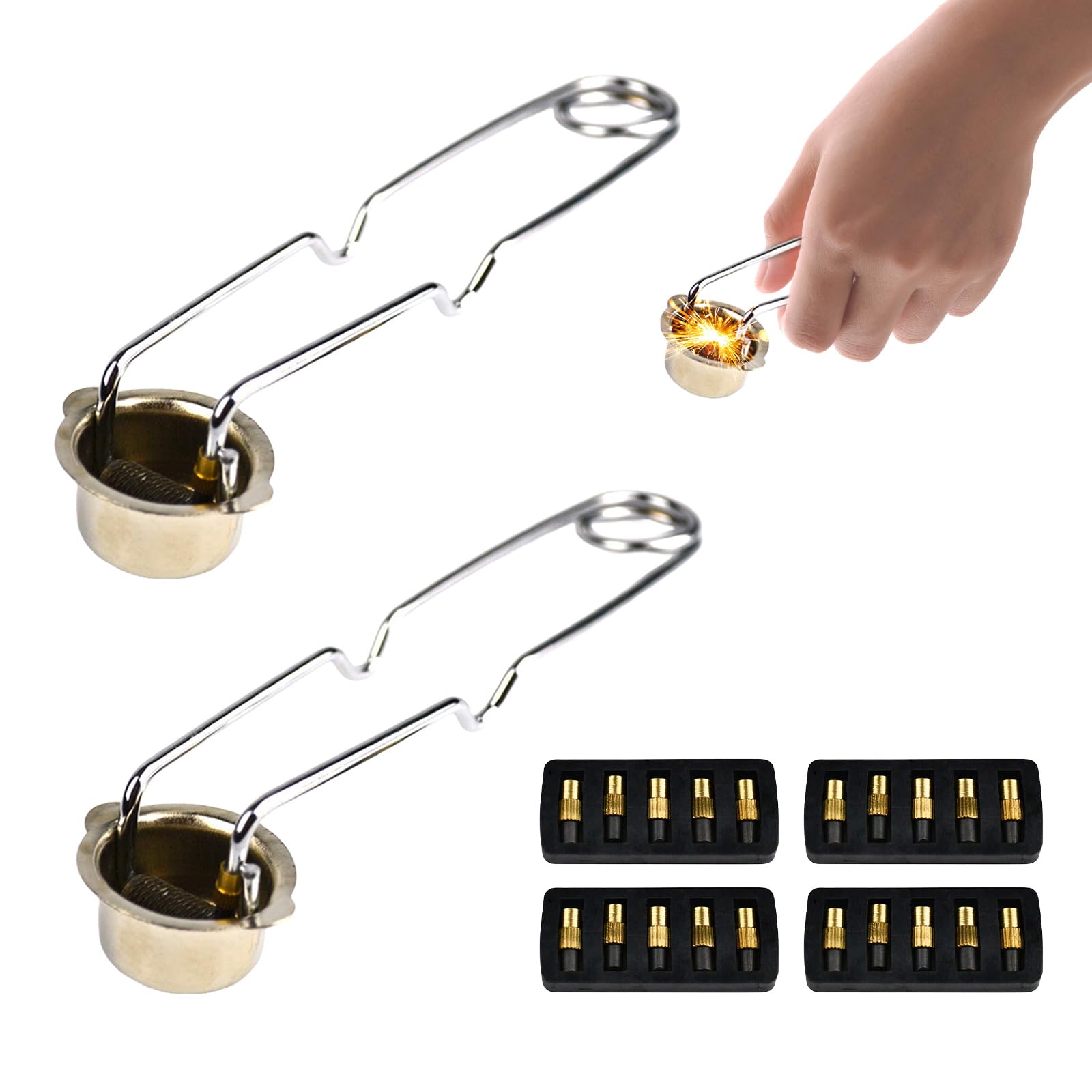 Rhitchy Flint Spark Torch Igniter: Spark Strike Lighter Pack of 2, 20 Flint Replacement Parts, Used for Outdoor Camping Cooking and Welding Torch Cutting, Outdoor Igniter Simple Reliable Portable