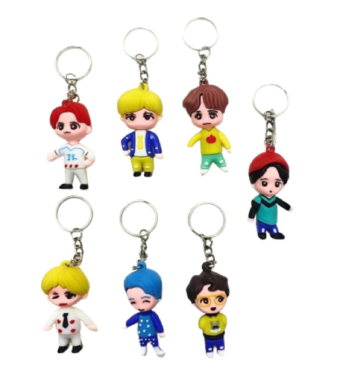 Set Bulletproof Youth League Key Ring Merchandise Bangtan Boys Keychain Anime Cartoon-7 Pcs