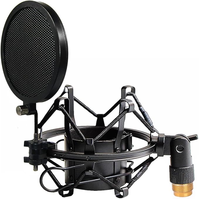 Tencro 4753mm AT2020 Microphone Shock Mount with Pop Filter & Adapter
