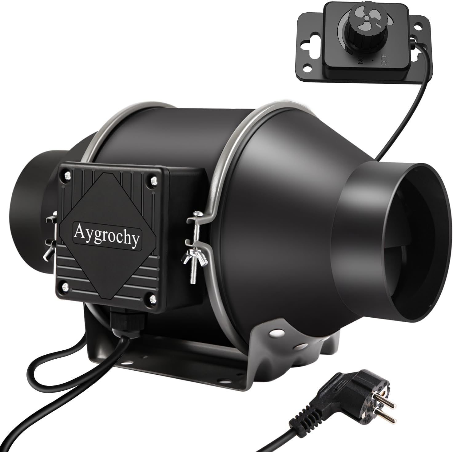 Product image of Aygrochy Regelbar Rohrventilator 100mm, Abluftventilator 363 m³/h, EC motor Rohrlüfter mit EU-Stecker,für Keller, Garage, Küche, Badezimmer,Wachstumszelte, Hydrokulturen,Belüftung und Abluftgebläs.