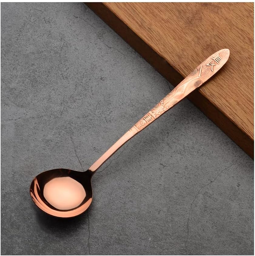 Spoons,soup spoons,Spoons for Cooking Kitchen Dessert Spoon Household Thickened Soup Spoon Spoon Coffee Stirring Spoon Eating Spoon Long Handle Copper Spoon Dinner Spoon Teaspoons(A)