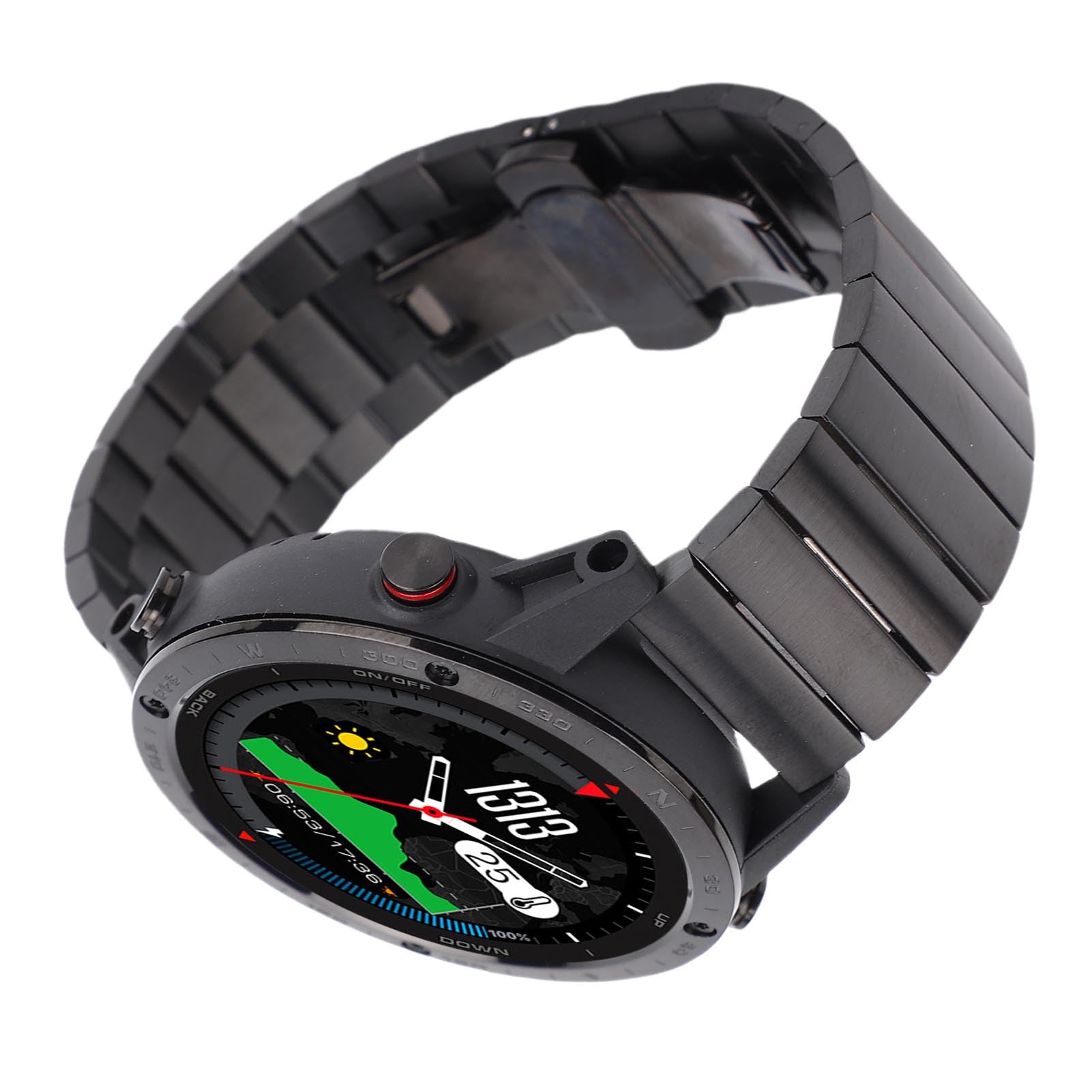 Fitness Tracker da uomo, impermeabile, 3,3 cm, elegante, per immersioni e corsa, con lega Ti e acciaio inossidabile
