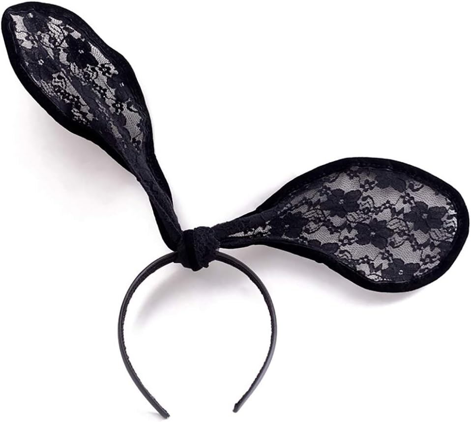 Sexy Lace Bunny Ear Headband Black Hair Hoop Rabbit Ears Hairband Party Decoration Headdress Cosplay Costume Headwear Costume Hair Accessories for Nightclubs,Masquerade - Image 6