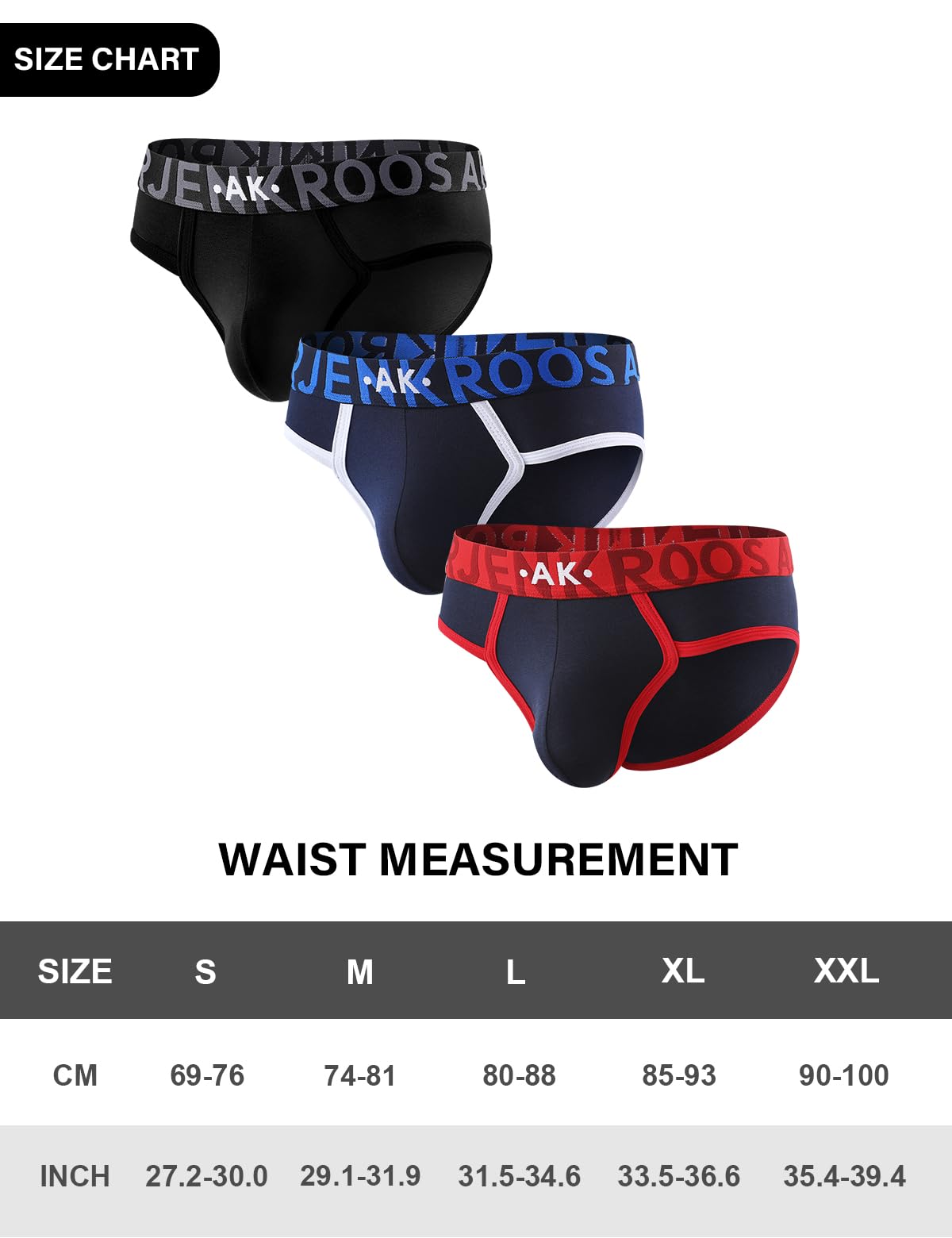 Arjen Kroos Lot de 3 Slip Homme Coton, Design Exclusif, Taille Haute, Couleurs Contrastées