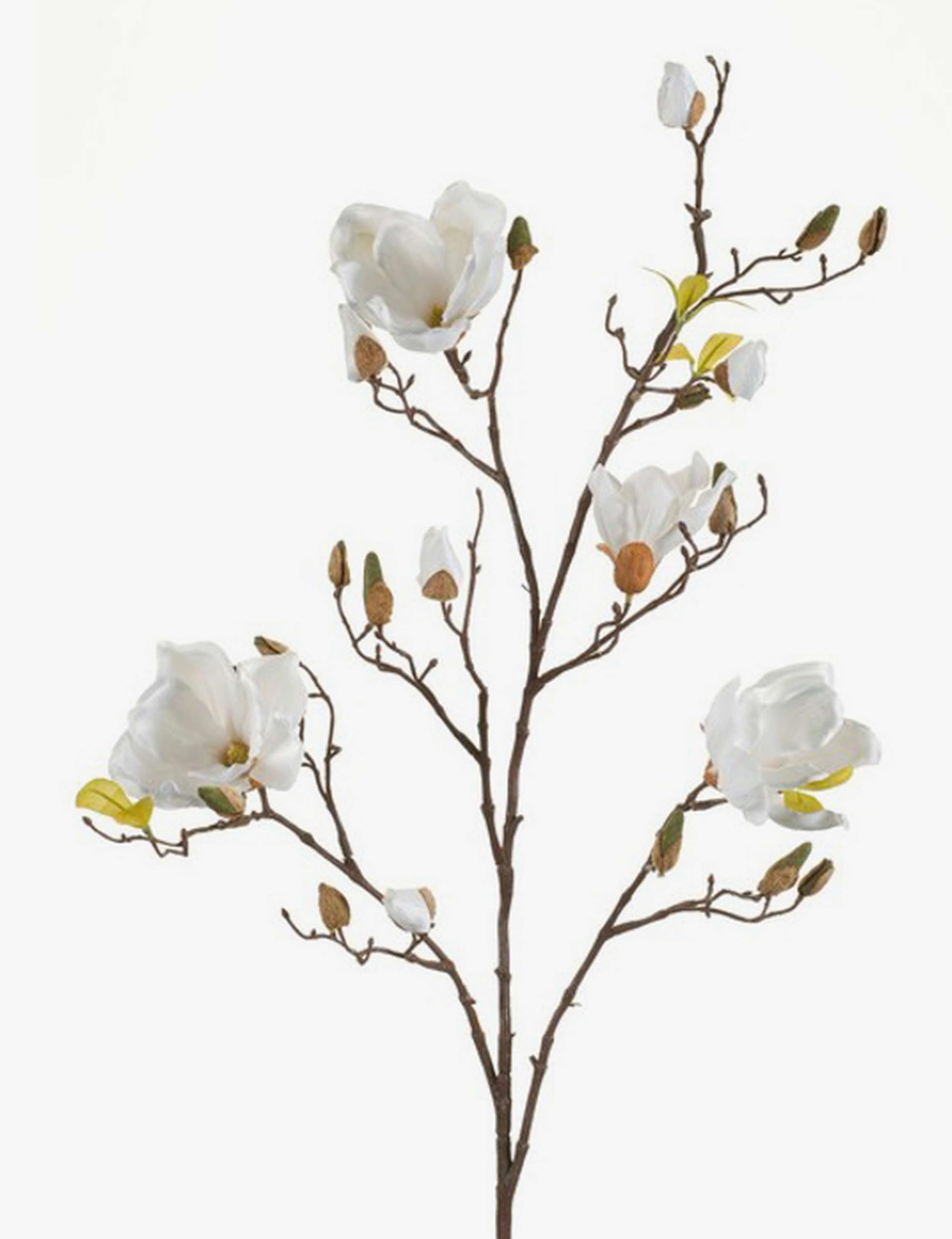 artplants.de Decorative Magnolia spray LILO, 4 blooms, buds, cream-white, 4ft/110cm - Silk flower magnolia/Artificial flower