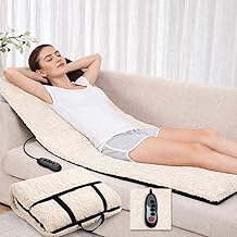 Vibrating Head–Neck–Leg Massager Bed Cushion Mattress with Remote Control – Full‑Body Vibration & Heat Massage Mat for Stress Relief|Back & Neck Pain| Blood Circulation [Beige]