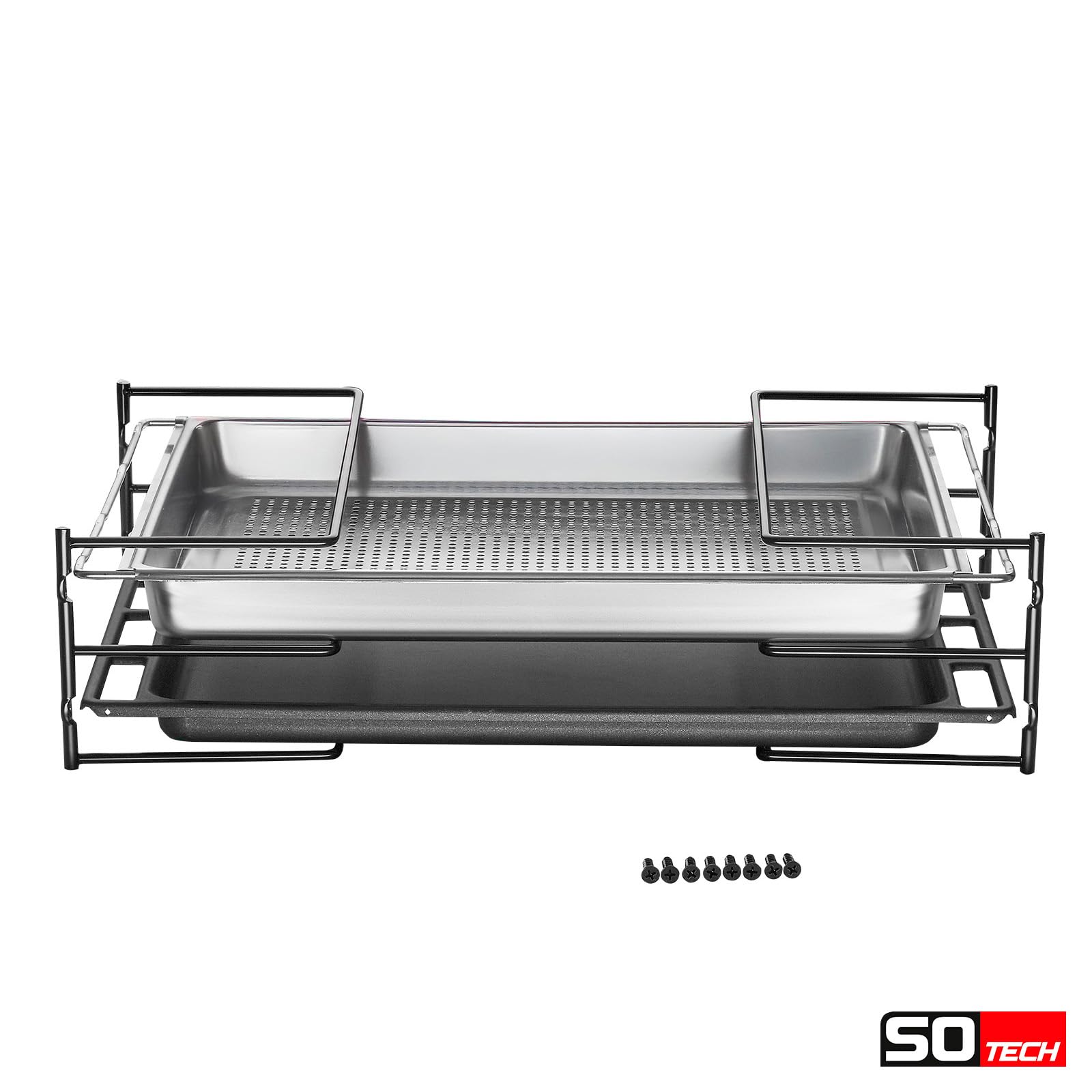 SOTECH Support de plaque de cuisson pour 3 plaques de cuisson (364 x 140 x 125 mm, noir chromé, pour largeur de caisson de 600 mm) Support de grille de cuisson - l'ordre facile