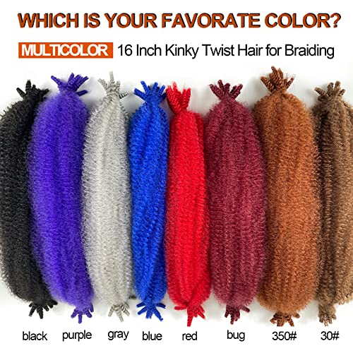 Springy Afro Twist Hair 16 Inch Burgundy Curly Braiding Hair 3 Packs Kinky Twist Hair For Braiding Bug Marley Twist Braiding Hair For Faux Locs And Passion Twist Crochet Hair(16 Inch (Pack Of 3), Bug) #TOP4