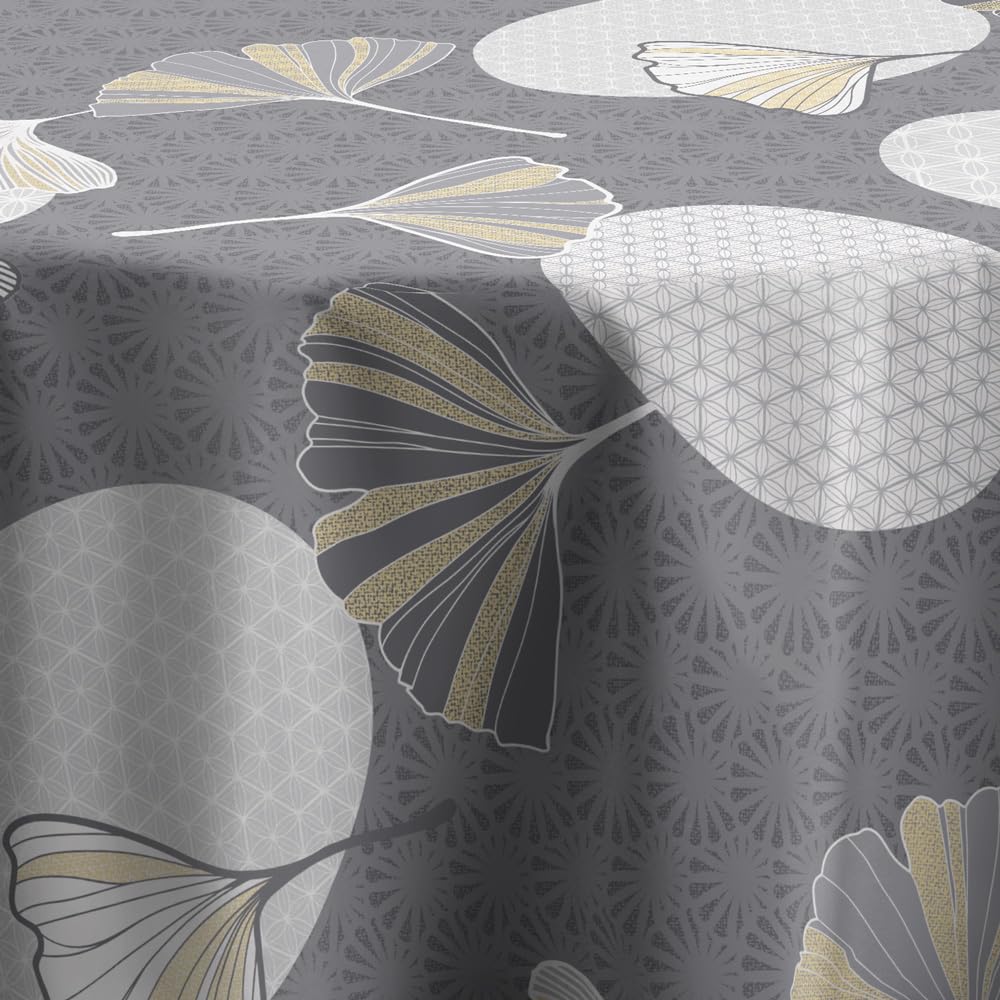 Le linge de Jules Stain Resistant Tablecloth Kobe Grey Round 160cm, Grau, 63 inch (Round) - Image 2