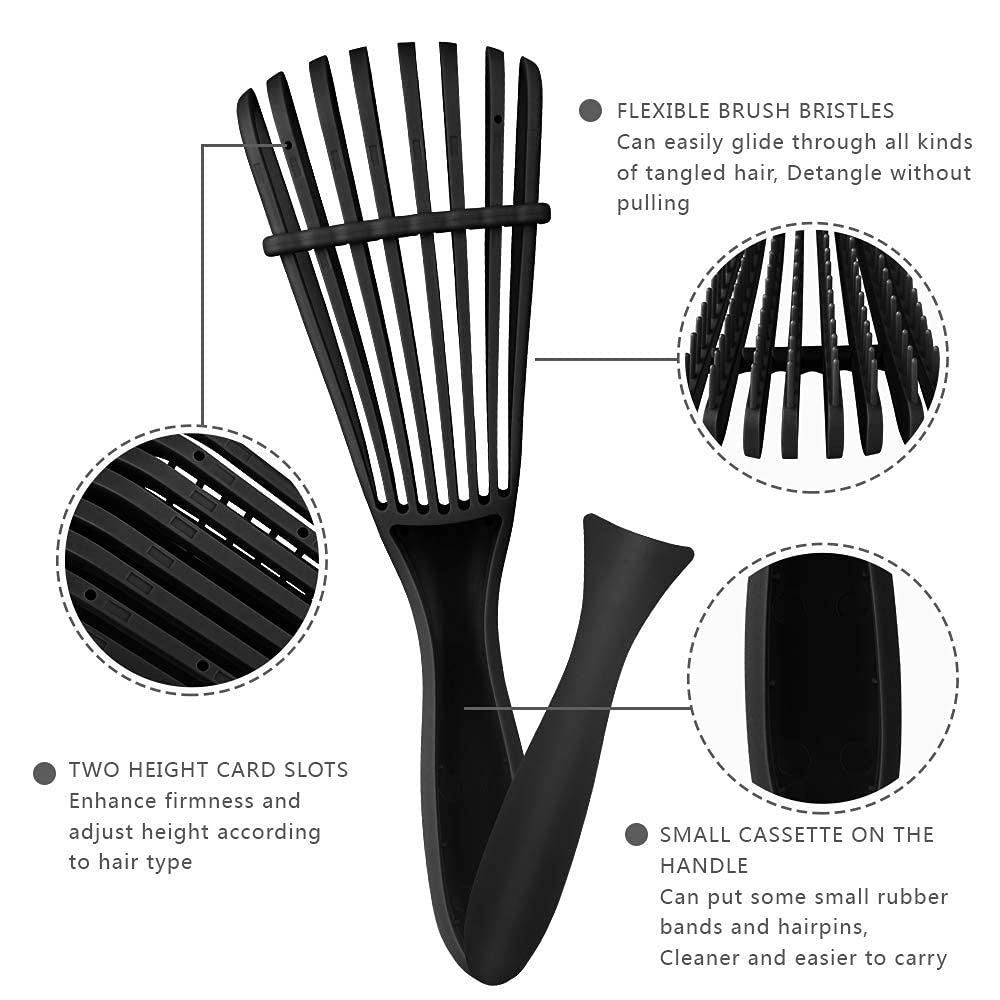 Jibaro Detangler Hair Detangler Brush – Wet or Dry Hair Detangling Brush and Comb For Curly, Wavy or Straight Hair – Pain Free, Ergonomic Handle - For Kids and Adults (Black) 2