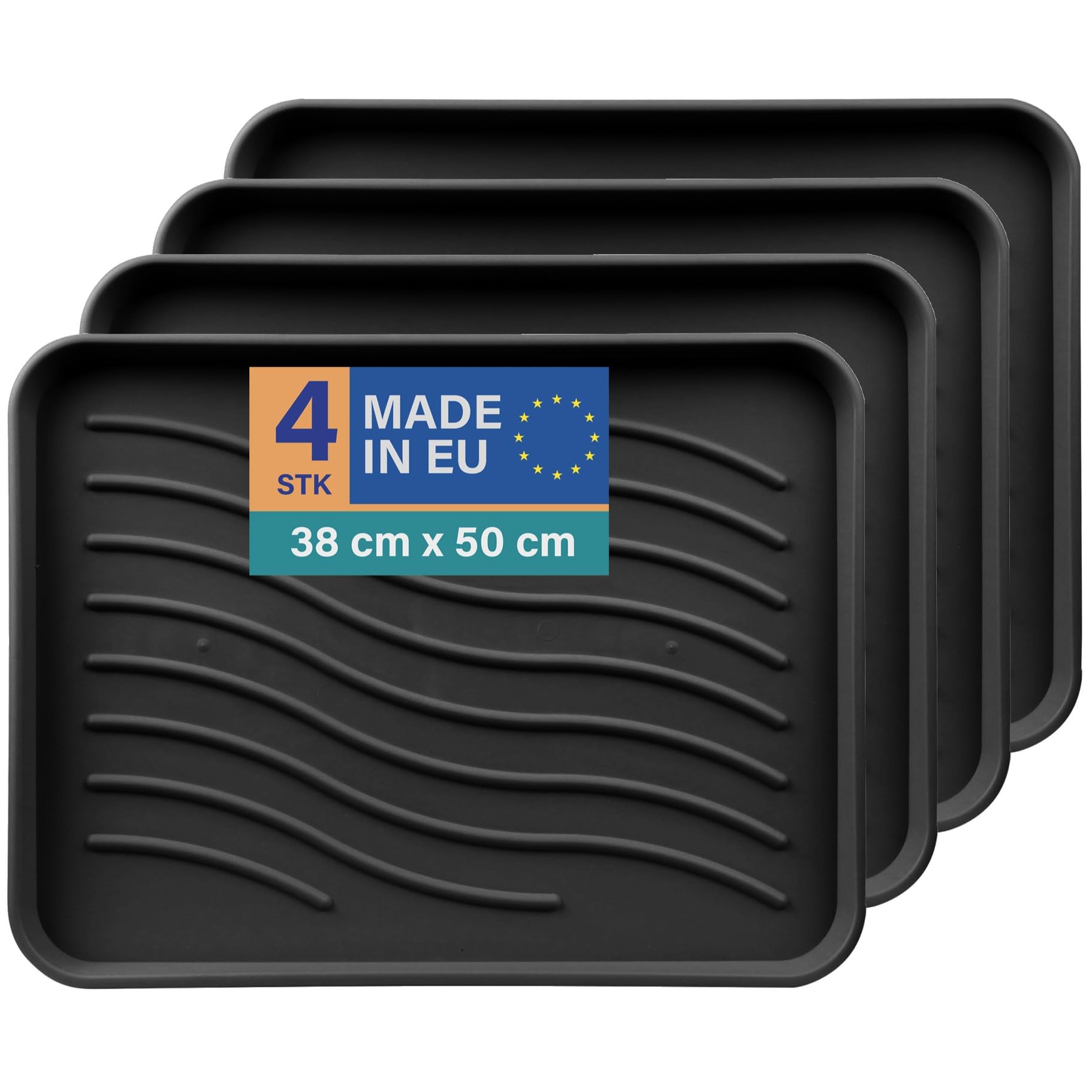 Bestlivings Tacka Ociekowa na Buty (4 Sztuki) z Wysoką Krawędzią (50 x 38 x 2,5 cm) - Podkładka Ociekowa, Mata do Domu i Ogrodu - Wodoszczelna