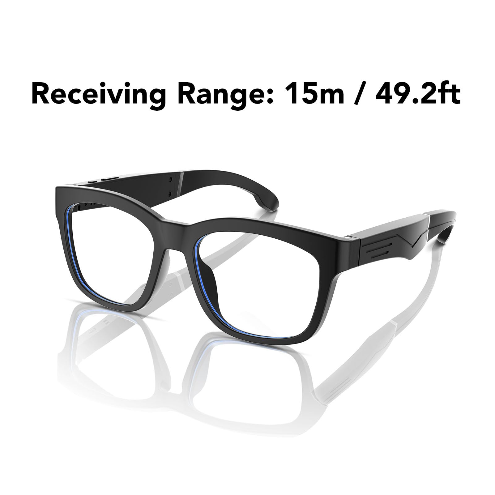 Lunettes Intelligentes Haut-parleurs Micro Intégrés, Lunettes Casque Bluetooth, Musique à Oreille Ouverte, Contrôle Tactile, Lunettes Anti-Blocage Bleu Longue Veille pour Femmes