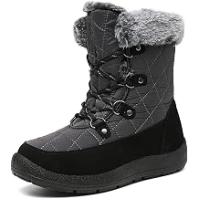 JSWEI Women's Mid Calf Winter Snow Boots nonslip boots womens safety boots Warm Faux Fur Comfortable Winter Boots Snow Grey UK 3
