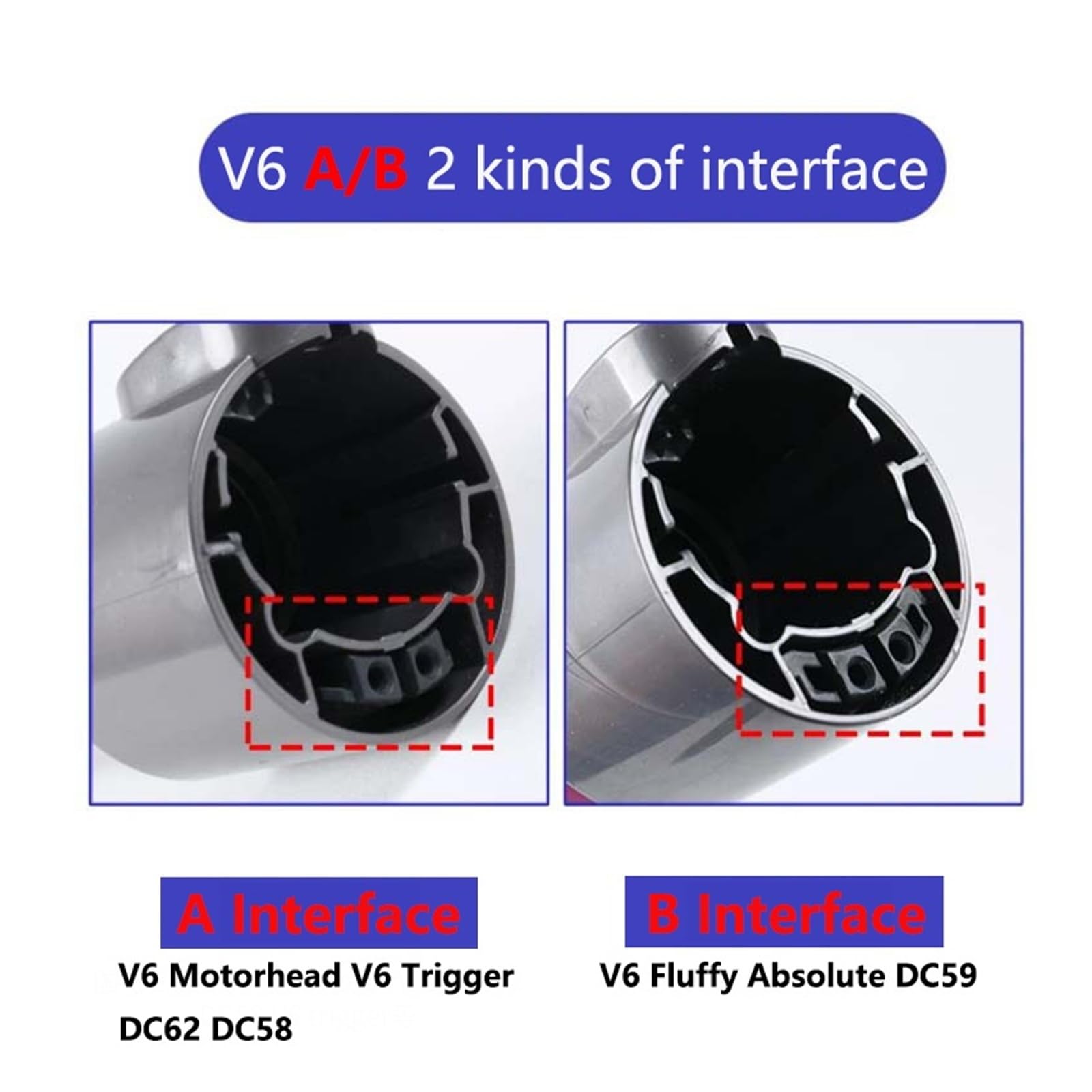 Tige D'extension, Compatible Avec Dyson, V6 DC58 DC59 DC61 DC62, Connecteur Métallique A/B, Barre De Tuyau Droite, Tube De Baguette Portative, Pièces D'aspirateur(A Connector)