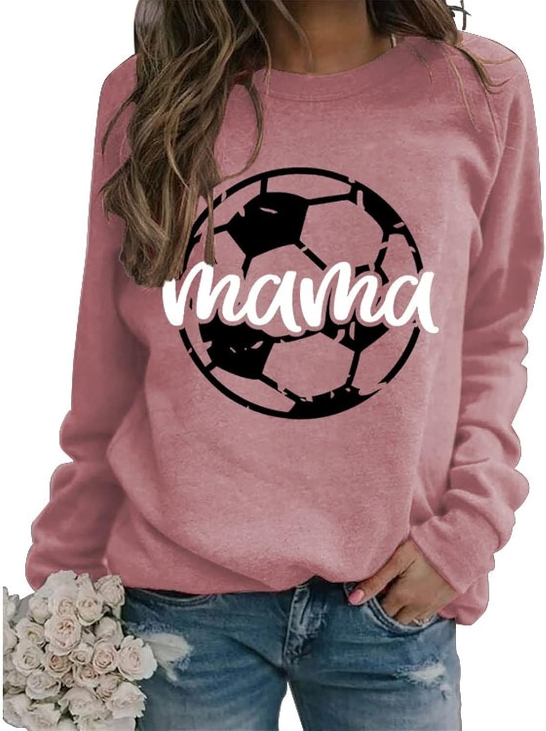 YourTops Women Soccer Mama Sweatshirt Soccer Season Graphic Tops
