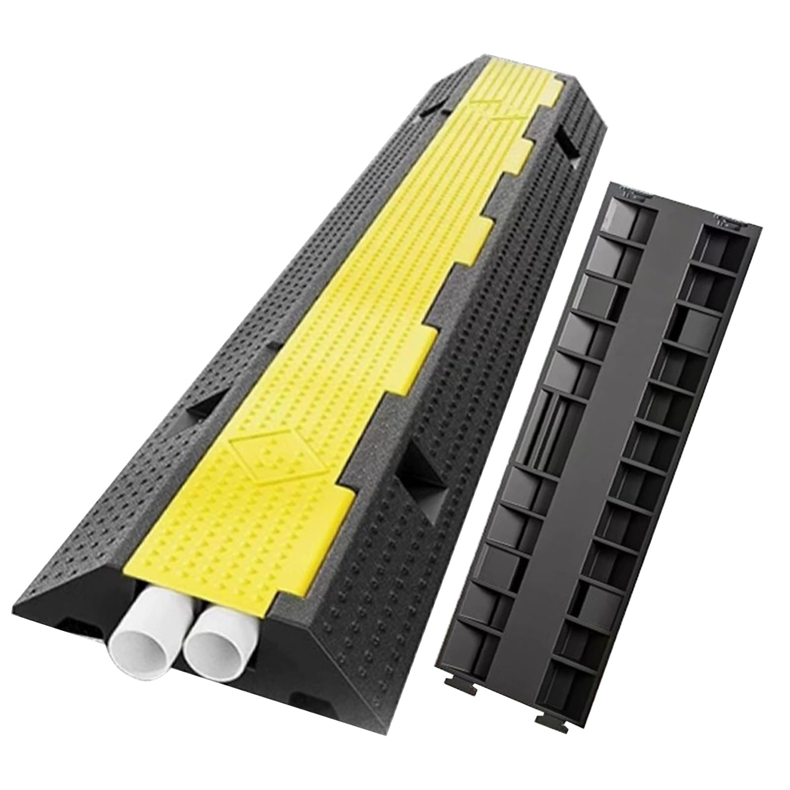 Pasacables Suelo, Rampa de Protección, 2 Canales, Reductores de Velocidad Modulares de Caucho con Capacidad de Carga Nominal de 800 Kg