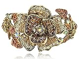 Alilang Womens Antique Golden Tone Ombre Topaz Color Crystal Rhinestone Floral Bangle Bracelet
