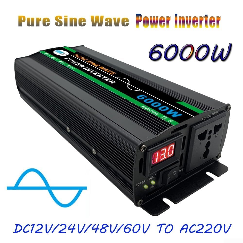 Efficiente inverter di potenza da 6000 W progettato per pannelli solari e uso domestico, conversione fluida da CC a tensione CA (da 60 V a 220 V)