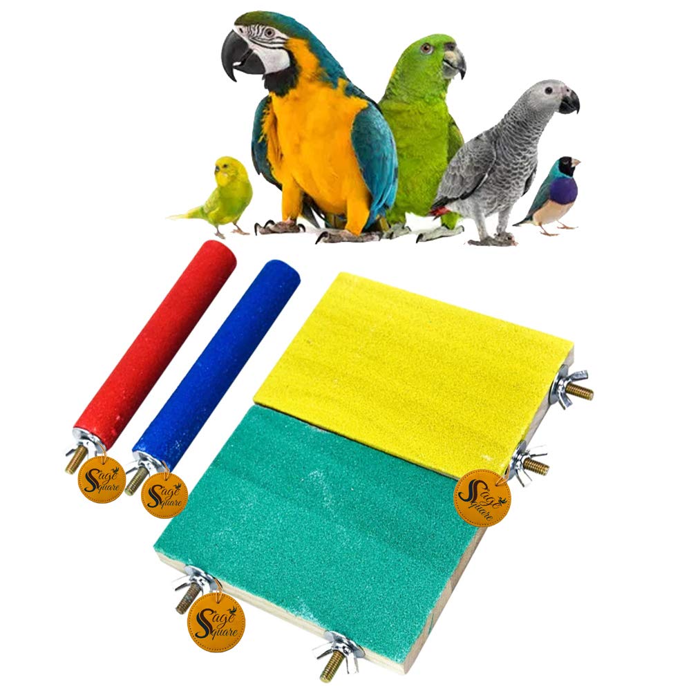 Sage Square Natural Wood Sand Platform & Perch Toys - Ideal Cage Accessories for Birds and Hamsters - Bring Nature Inside, Promote Exercise and Natural Behaviors. (B087CQXNS3) Amazon Price History, Amazon Price Tracker