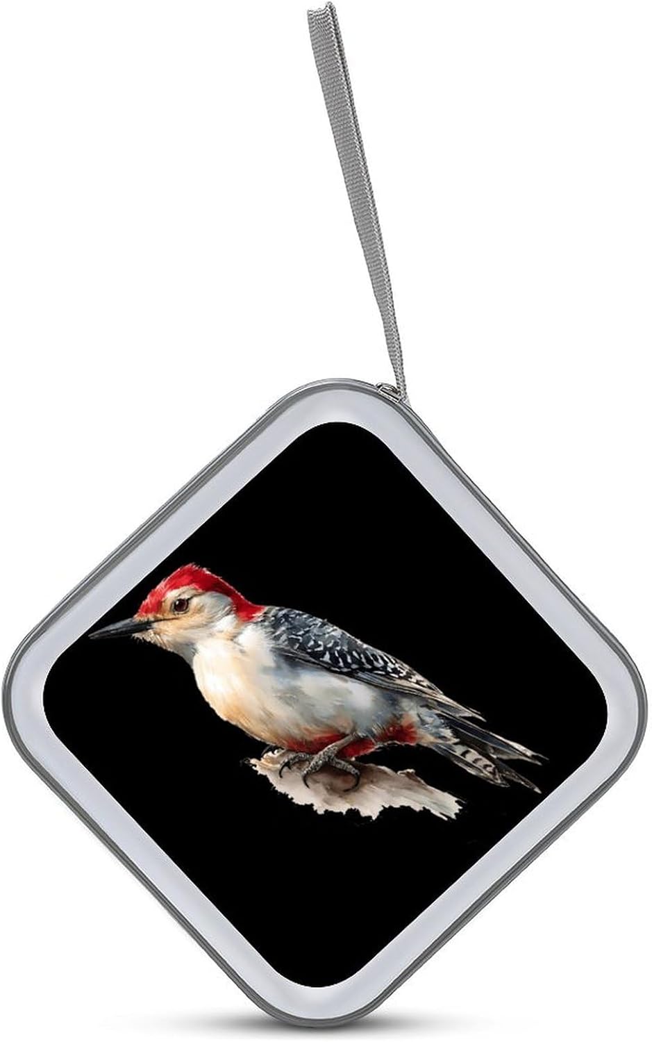 Watercolor Woodpecker Bird CD Case DVD Storage Holder Binder 40 Capacity | protective,hard case,protable loop,travel car use,zippered closure