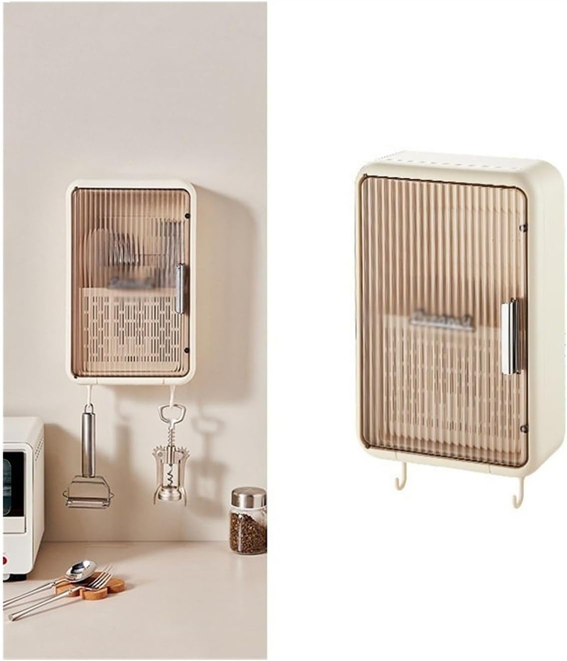 Utensil Holder Wall Cutlery Storage Organizer, Kitchen Utensil Holder Multifunctional Draining Chopstick Spoon Forks Cutlery Storage Organizer Rack with Hooks Kitchen Utensils Organizer ( Color : Whit
