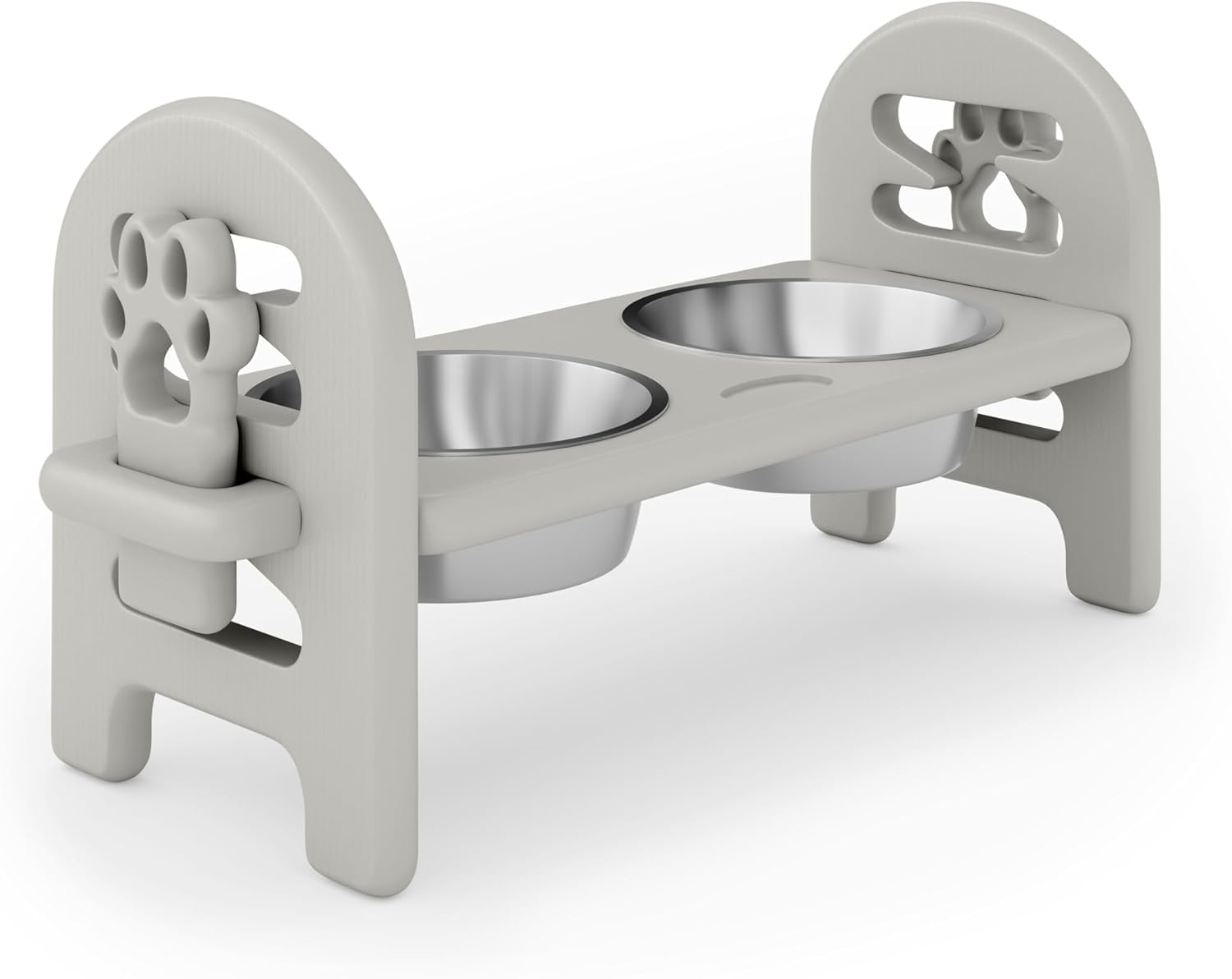 Dark Gray Adjustable Pet Bowl Travel Ready HDPE Durable Poly Lumber Recycled