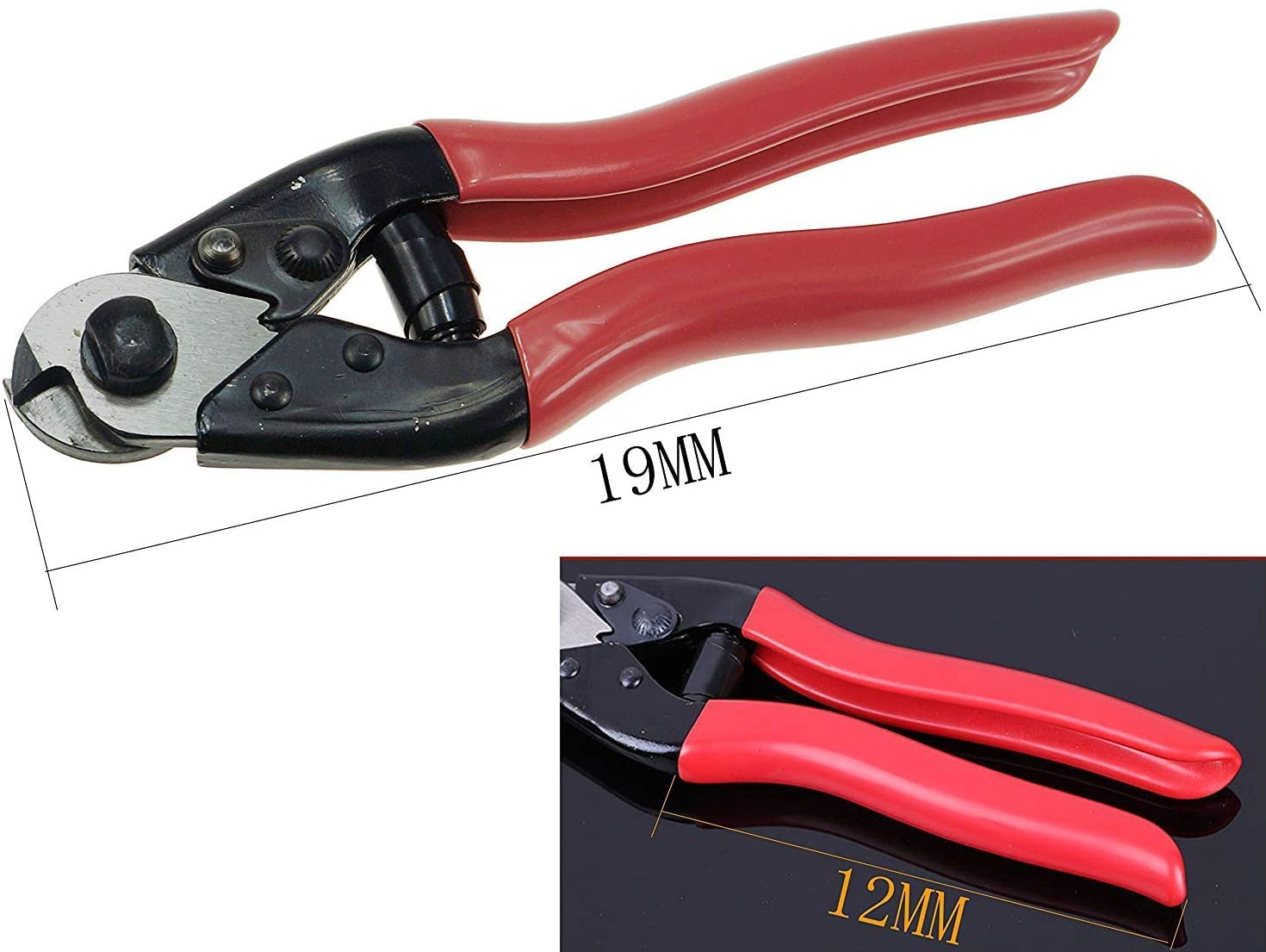 Heavy Duty Cable Cutter | Steel Wire Rope Cutter Up To 5/32 Inch | One-Hand Operation With Safety Lock | Red Non-Slip Handles - View #2