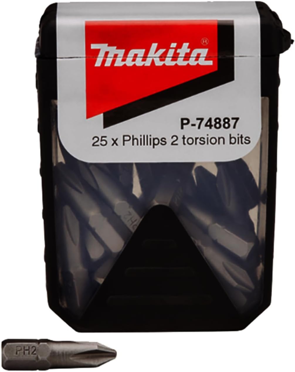 Makita P-74887 Phillips 2 Torsion Screwdriver Bits - Black/Grey (Box of 25)